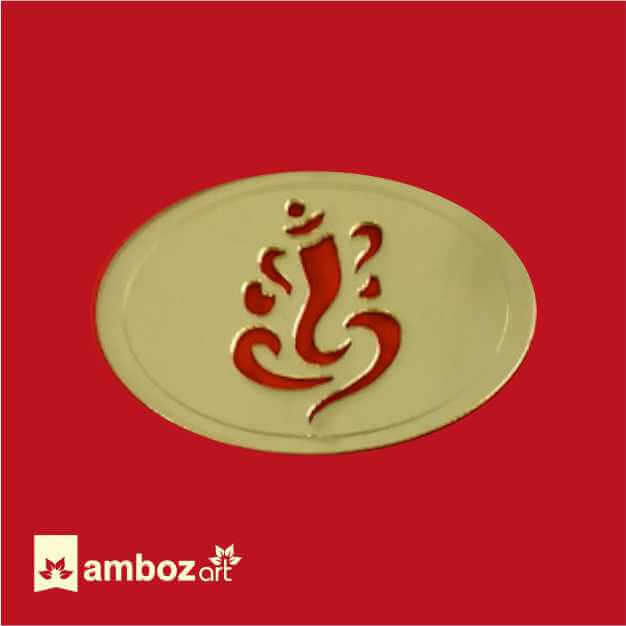 Golden Mirror Acrylic Ganesh Sticker for Invitation Card